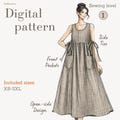 Side Tie Apron Dress PDF Sewing Pattern, Pinafore Apron Pattern,  Garden Apron, Easy Boho Dress, sizes XS-5XL