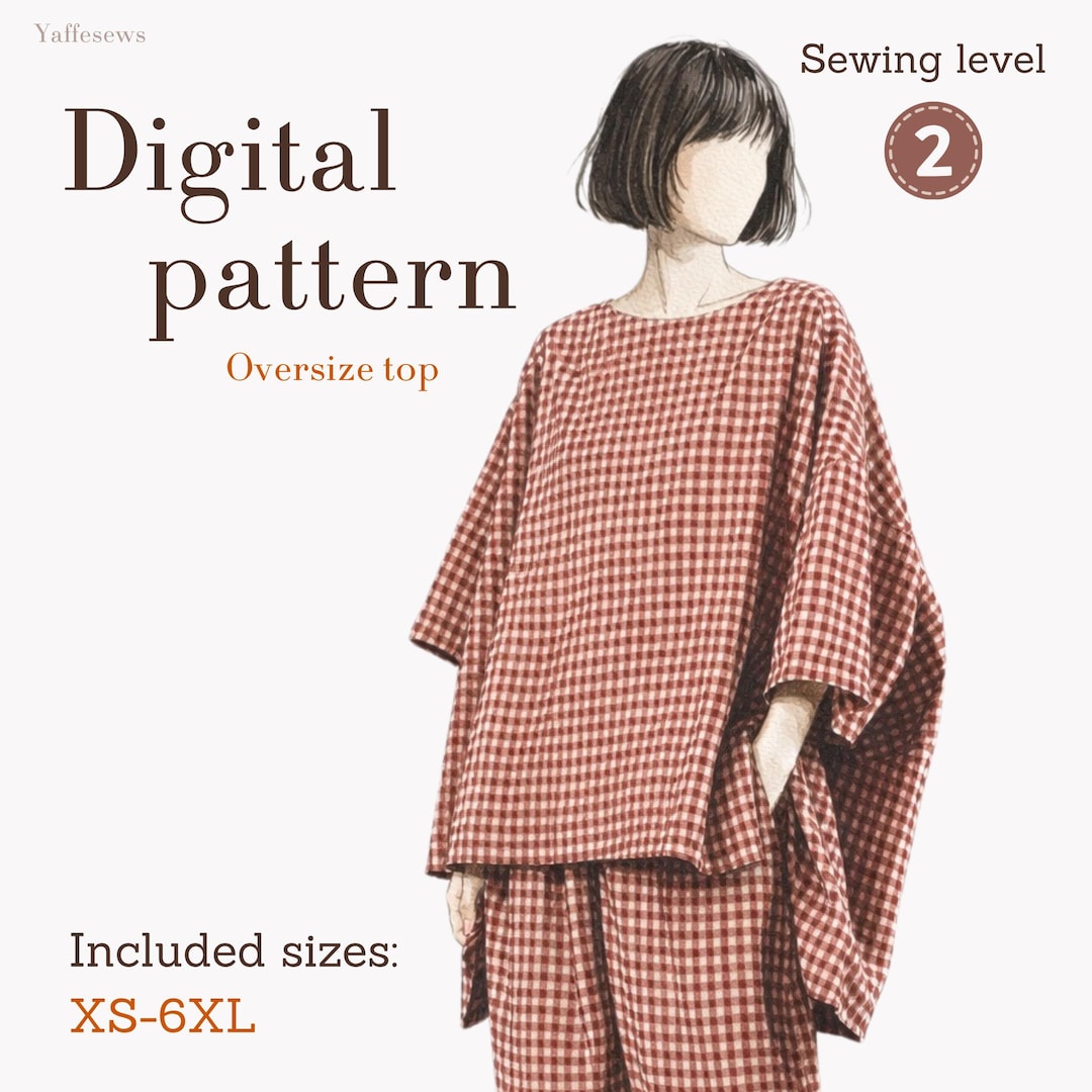 Oversize Top Sewing Pattern, Loose Top With an Asymmetrical Hem