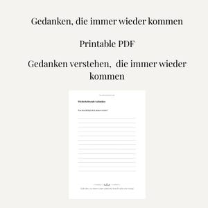 Wiederkehrende Gedanken Printable – Overthinking Hilfe – Mental Load PDF – 1 Seite Journal