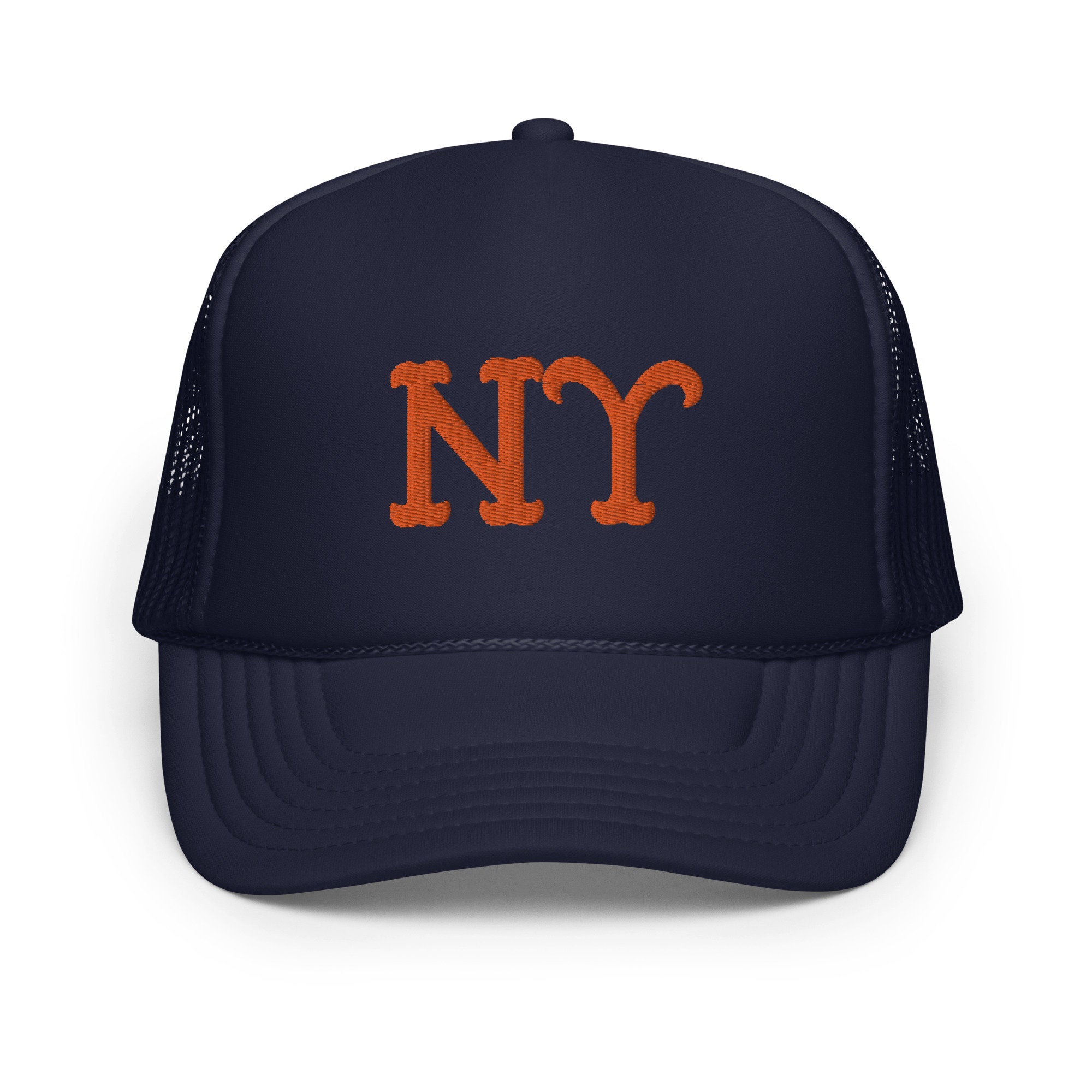 HARDIES NYC Rhinestone Pre Curve Trucker Hat - Navy Blue