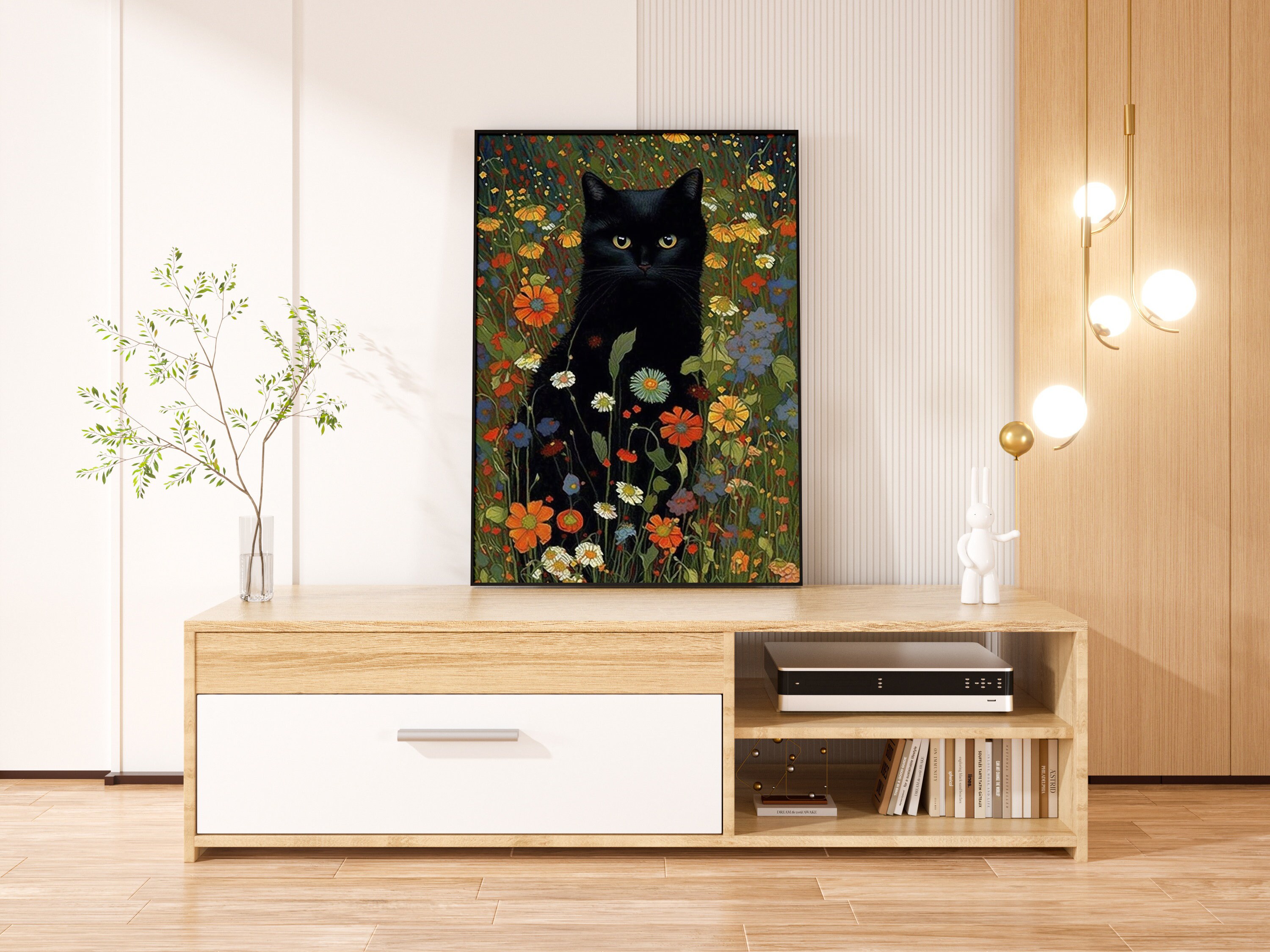 Gustav Klimt Black Cat in Garden Cat Portrait Gift for Cat Mom - Etsy