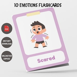 Flashcards de Emoção para Crianças | Cartões de Aprendizagem Emocional para Imprimir | Ferramenta Educacional | Brincadeira Interativa e Aprendizagem | Atividade Pré-escolar