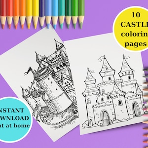 10 Medieval Castle Coloring Pages For Kids | Printable Castle Coloring Pages | Fun Activities For Kids | Castle Coloring Sheets Illustration