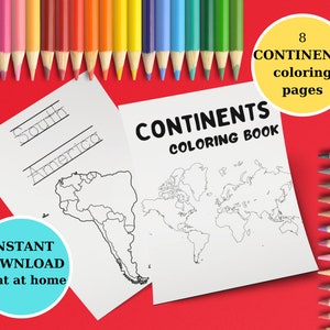 Continent Feuilles de coloriage Carte du monde Coloriages | Amérique du Sud Amérique du Nord Afrique Asie Antarctique Australie Europe Feuilles à colorier Enfants