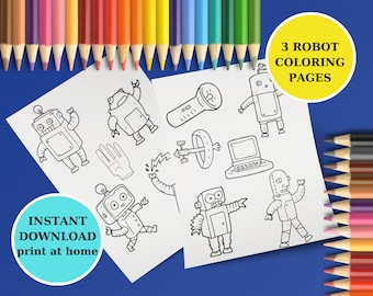 3 Robot Coloring Pages for Kids | Printable Activity (PDF)