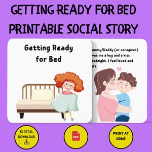 Getting Ready For Bed Printable Social Story For Kids | Going to Bed Social Story | Bedtime Routine Story | Printable Social Skills Story