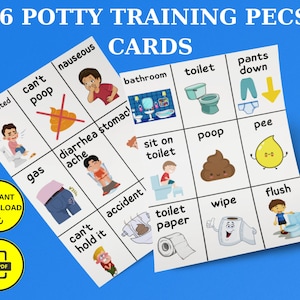 36 afdrukbare Pecs-communicatiekaarten voor zindelijkheidstraining voor jongens | Potjeskaarten voor non-verbale kinderen | Autisme afdrukbare kaarten badkamer Pecs