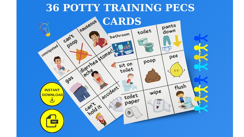 36 Printable Pecs Communication Cards for Potty Training for Boys | Potty Cards for Non Verbal ...