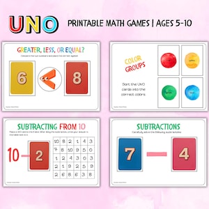 Mattespel med UNO-kort | Utskrivbara praktiska aktiviteter för förskola och grundskola | Kreativ inlärningsresurs