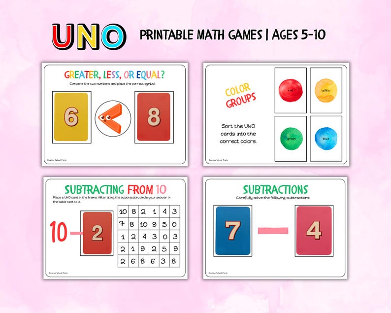 Math Games Using UNO Cards | Printable Hands-on Activities for ...