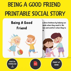 Printable Social Story About Friendship | How to Be A Good Friend Social Skills Story | Kid&#39;s Friendships Story | Social Story About Friends