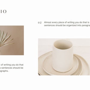 May include: A beige background with a dried palm leaf in the centre. The text "Almost every piece of writing you do that is longer than a few sentences should be organised into paragraphs." is written below the image.
