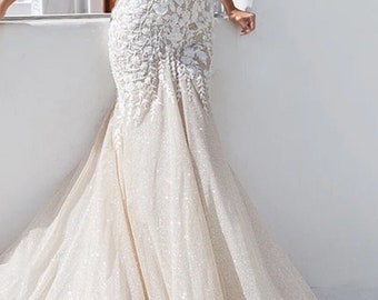 Mermaid wedding dress charming backless