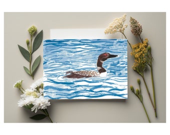 5x7 inch Loon Watercolor Greeting Card, Blank Watercolor Greeting Card, A7 Loon Greeting Card, A7 Blank Greeting Card
