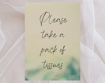 Please take a pack of tissues, Memorial Sign, Celebration Of Life Sign, Funeral Sign, Printable , Instant Download