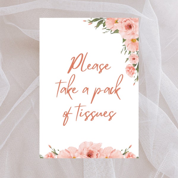 Please take a pack of tissues, Memorial Sign, Celebration Of Life Sign, Funeral Sign, Printable , Instant Download