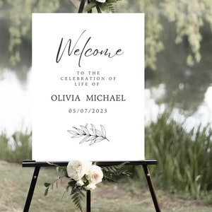 Welcome sign, Memorial Sign, Celebration Of Life Sign, Funeral Sign, Printable , Instant Download