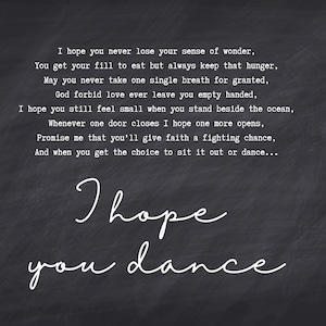I Hope You Dance Lyrics Printable. Country Decor. Song Lyrics Wall Art. Dance Quote Print. Home Lyrics Decor.