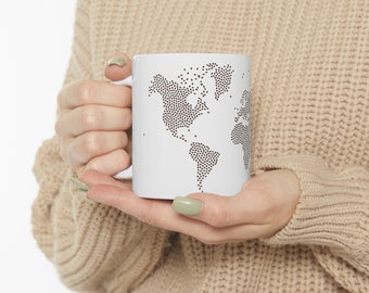 The World Map Made With Coffee Beans Ceramic Mug 11oz