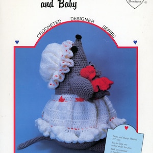 Mildred Mouse and Baby Doorstop Vintage Crochet Pattern 1985 Dumplin Designs DL1