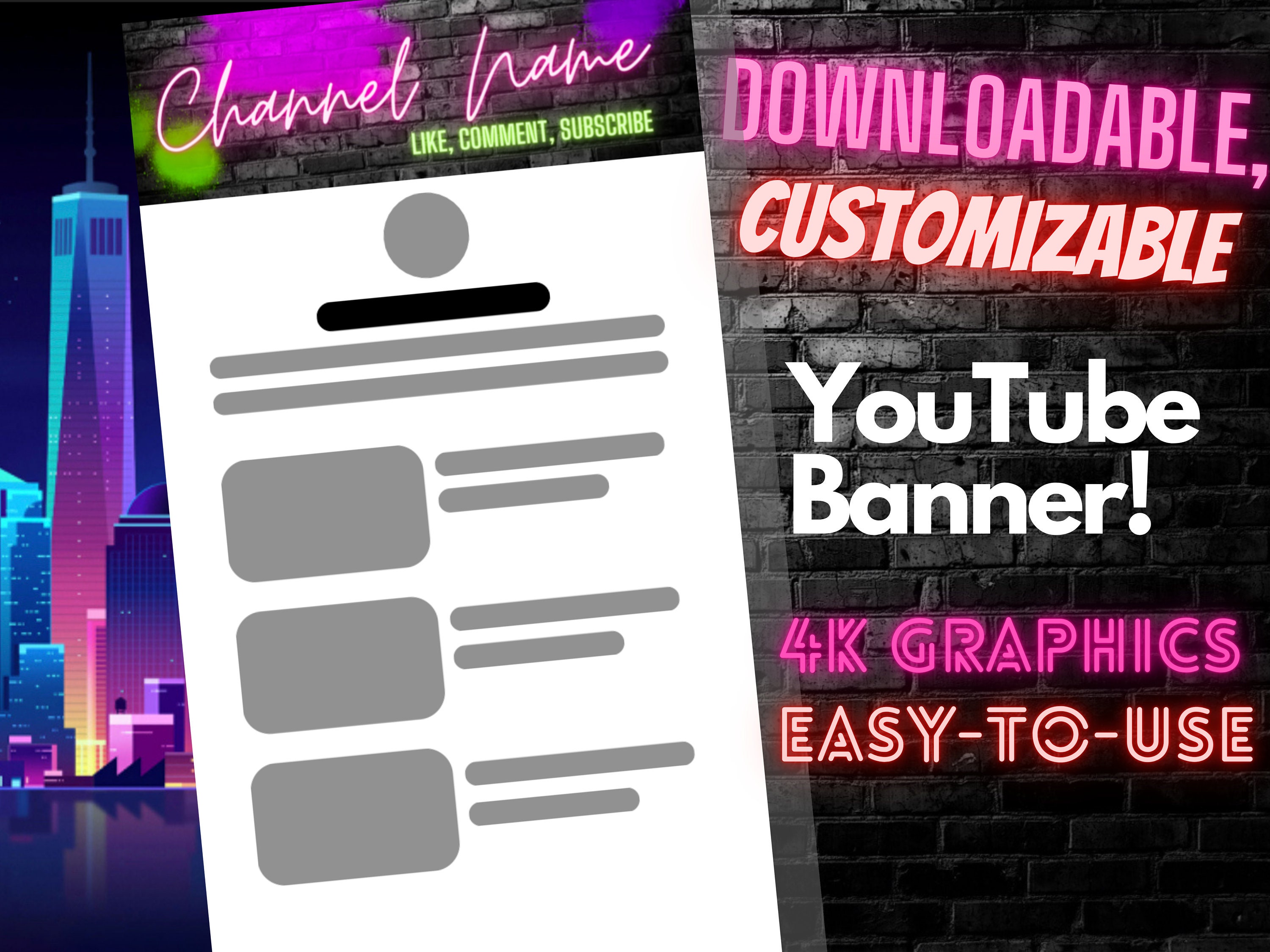 Youtube Banner Template Downloadable & Customizable Banner Template for