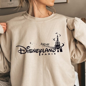 Sudadera personalizada de Disneyland París, camisetas a juego para vacaciones familiares, nombre y año personalizados, sudadera personalizada de Disneyland