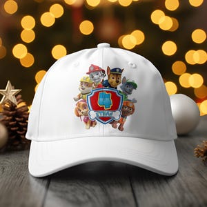 Casquette anniversaire garçon/fille patrouille, casquette familiale anniversaire patrouille, casquette personnalisée anniversaire, casquette patrouille personnalisée, chemise de fête d'anniversaire.
