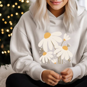 Daisy Sweatshirt: Groovy Retro Floral Fall Outfit