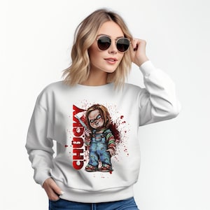 Chucky Halloween sweatshirt, Horror Movie sweatshirt, Spooky sweatshirt, Chucky Halloween Costume, HHN sweatshirt, scary movie, scream.
