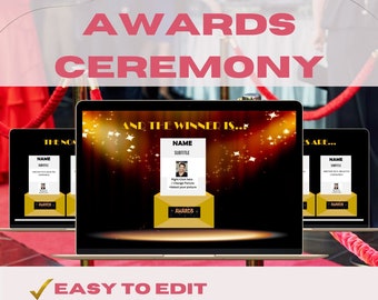 Virtual Awards Ceremony - Opening Envelopes Nominations -  Customisable PowerPoint Template - Fun Party Game - Red Carpet