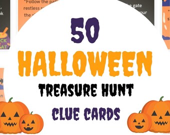 50 Halloween Treasure Hunt Clues - Halloween Printables Halloween Party Halloween Party Game Kids Halloween Games