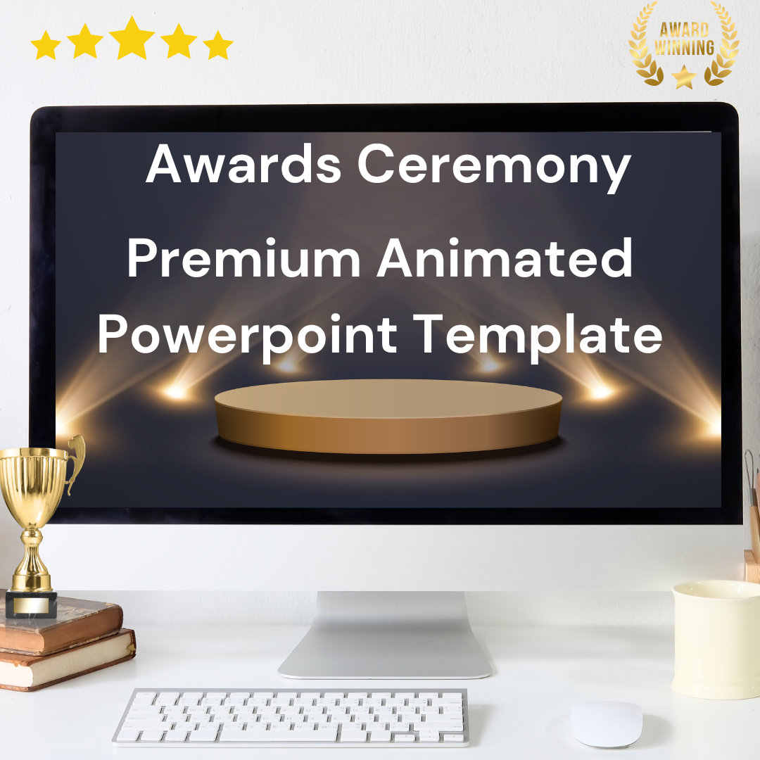 Premium Award Ceremony Animated Powerpoint Template - Virtual Awards Ceremony - Customisable - Gold Award