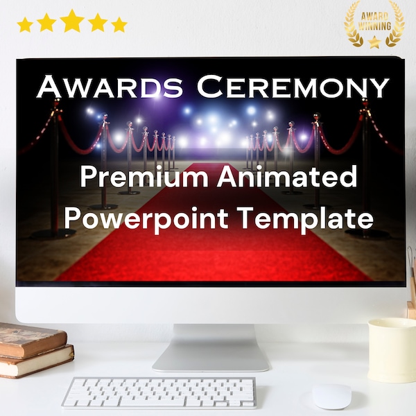 Premium virtual Christmas party Award Winning Animated Awards Ceremony - Nominations PowerPoint Template Slides - PPT Template - end of year