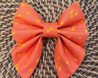 Halloween Dog Sailor Bow:  Orange With Pumpkins Collar Accessory
