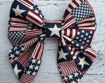 Fourth of July Dog Bow Tie: Patriotic Stars and Stripes Collar Accessory