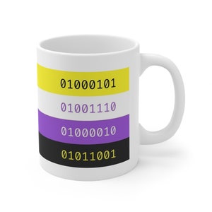 LGBT Mug, Pride Mug, Enby Pride, LGBT Programmer Mug, lgbtq tech mug, Enby programmer mug, binary coder gift, Nonbinary Pride Flag Mug