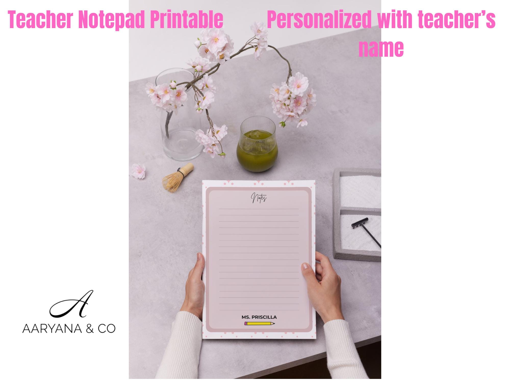 Personalized Teacher Notepad Printable | Custom Notes Pad | Teacher ...