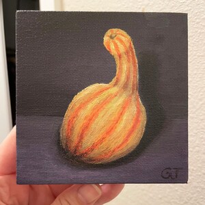 Small Original Acrylic Yellow and Orange Gourd Painting