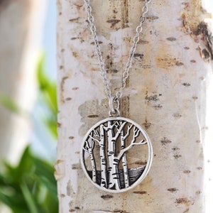 Whimsical Birch Tree Necklace, Handmade Nature-Themed Jewelry, Country Rustic Serenity Jewelry, Plants Forest Inspired, Gift for Tree Lovers