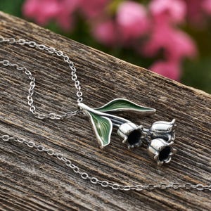 Sterling Silver Lily of the Valley Floral Drop Necklace, Handmade Silver Necklace, Elegant Spring Flower Jewelry, Hypoallergenic Materials
