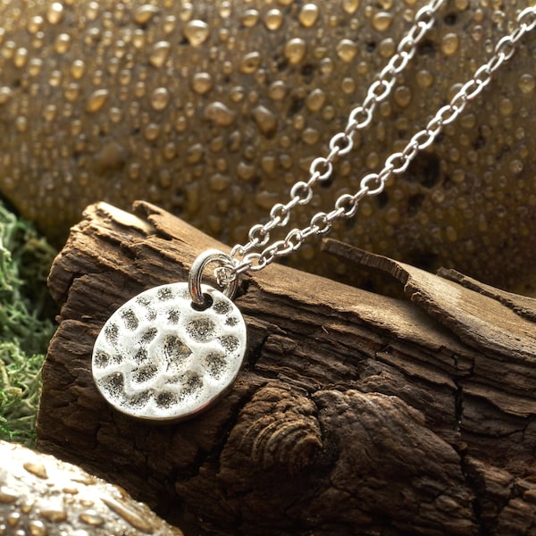 Hammered Ripple Coin Necklace, Rustic Jewelry, Nature-Theme Jewelry, Whimsical Necklace, Water Necklace, Lake Jewelry, Unique Gift for Her