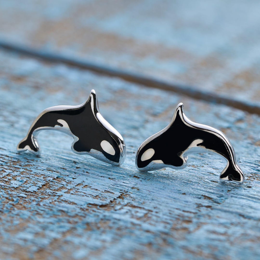 Sterling Silver Orca Studs, Killer Whale Jewelry, Elegant Sea Life ...