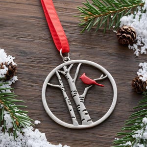 Rustic Cardinal Tree Ornament, Sentimental Christmas Ornament, Meaningful Bird Décor, Elegant Winter Accessory, Minimalist Xmas Ornament