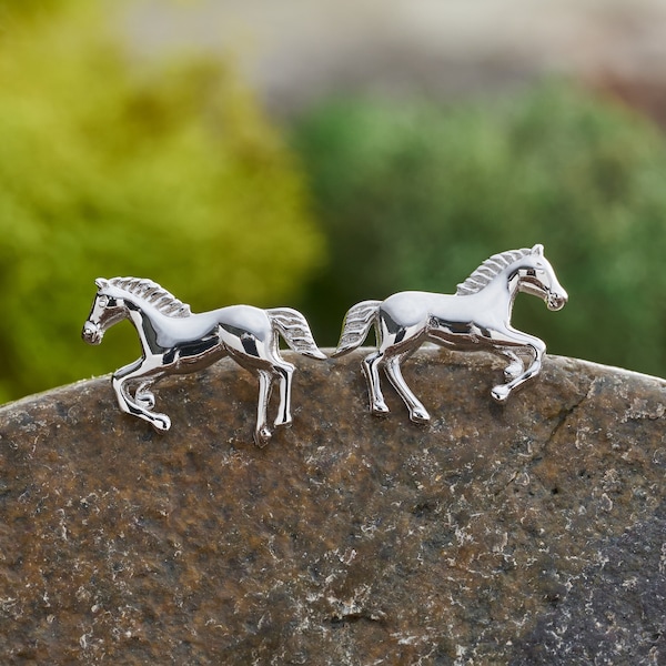 Handmade Sterling Silver Horse Studs, Dainty Equestrian Jewelry, Minimalist Earrings, Horse Lover Gift, Hypoallergenic & Nickel-Free