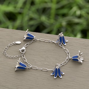 Bluebell Flower Bracelet, Handmade Flower Jewelry, Spring and Summer Botanical Jewelry, Whimsical Garden Bracelet, Flower Lover Gift for Her