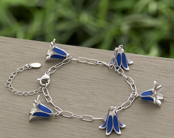 Bluebell Flower Bracelet, Handmade Flower Jewelry, Spring and Summer Botanical Jewelry, Whimsical Garden Bracelet, Flower Lover Gift for Her
