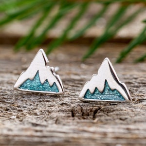 Sterling Silver Snowy Mountain Studs, Silver Earrings, Mountain Jewelry, Winter Jewelry, Outdoors Jewelry, Hiking Jewelry, Nature Lover Gift