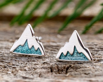 Sterling Silver Snowy Mountain Studs, Silver Earrings, Mountain Jewelry, Winter Jewelry, Outdoors Jewelry, Hiking Jewelry, Nature Lover Gift