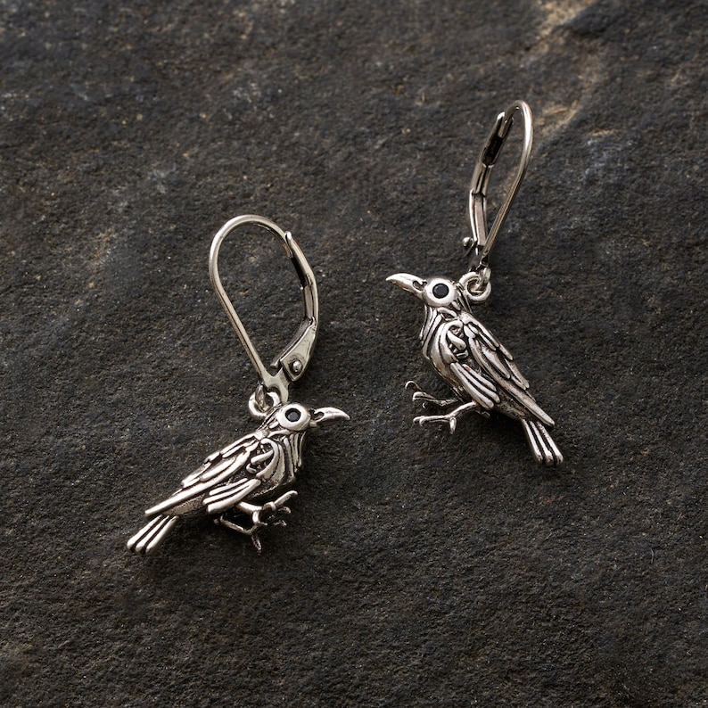 Nevermore" Raven Leverback Earrings