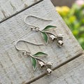 Vintage Lily of the Valley Floral Drop Earrings with French Hooks, Enamel Flower Jewelry, Gorgeous Spring-Themed Earrings, Hypoallergenic